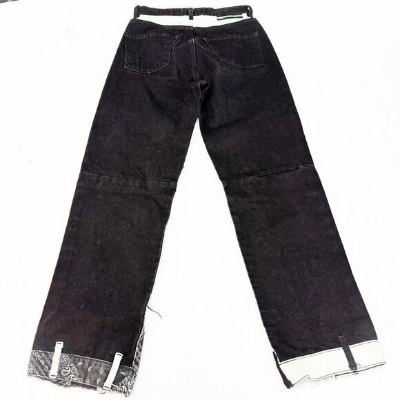 Revice Button Fly Bandana Paisley Patch Printed Straight Leg Denim Jeans Size 23 - Picture 3 of 8